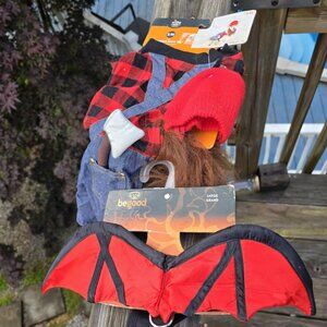 Set of 2 Dog Costumes Lumberjack and Devil Wings
